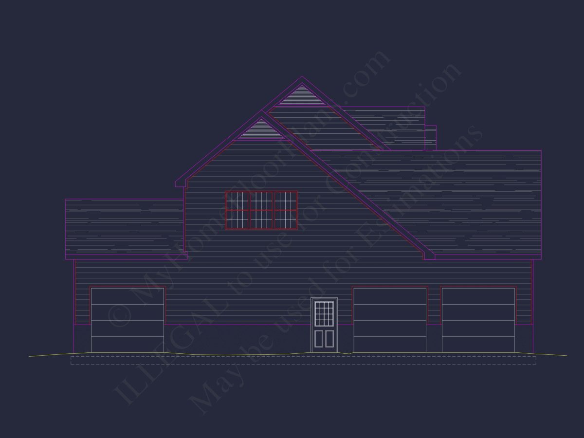Colonial Farmhouse house Plan with 2 Floors and Detailed CAD Blueprint