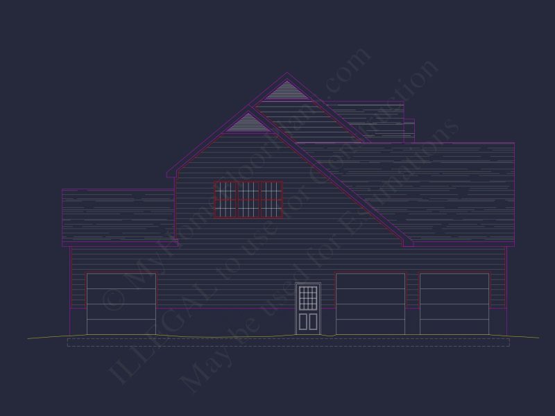 Colonial Farmhouse house Plan with 2 Floors and Detailed CAD Blueprint