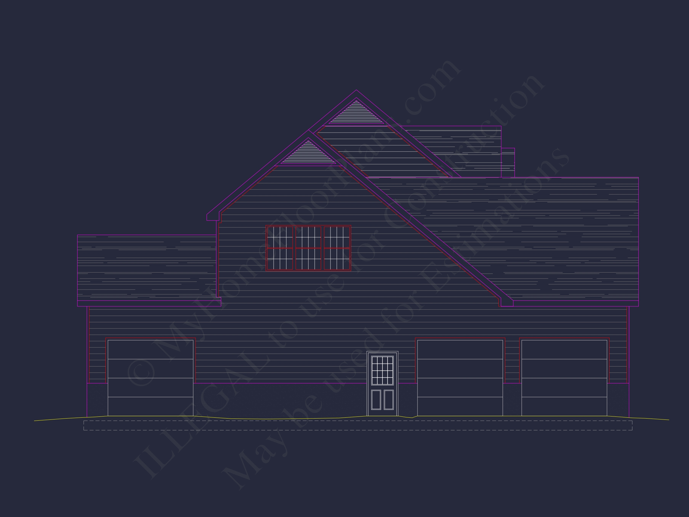 Colonial Farmhouse Home Plan with 2 Floors and Detailed CAD Blueprint