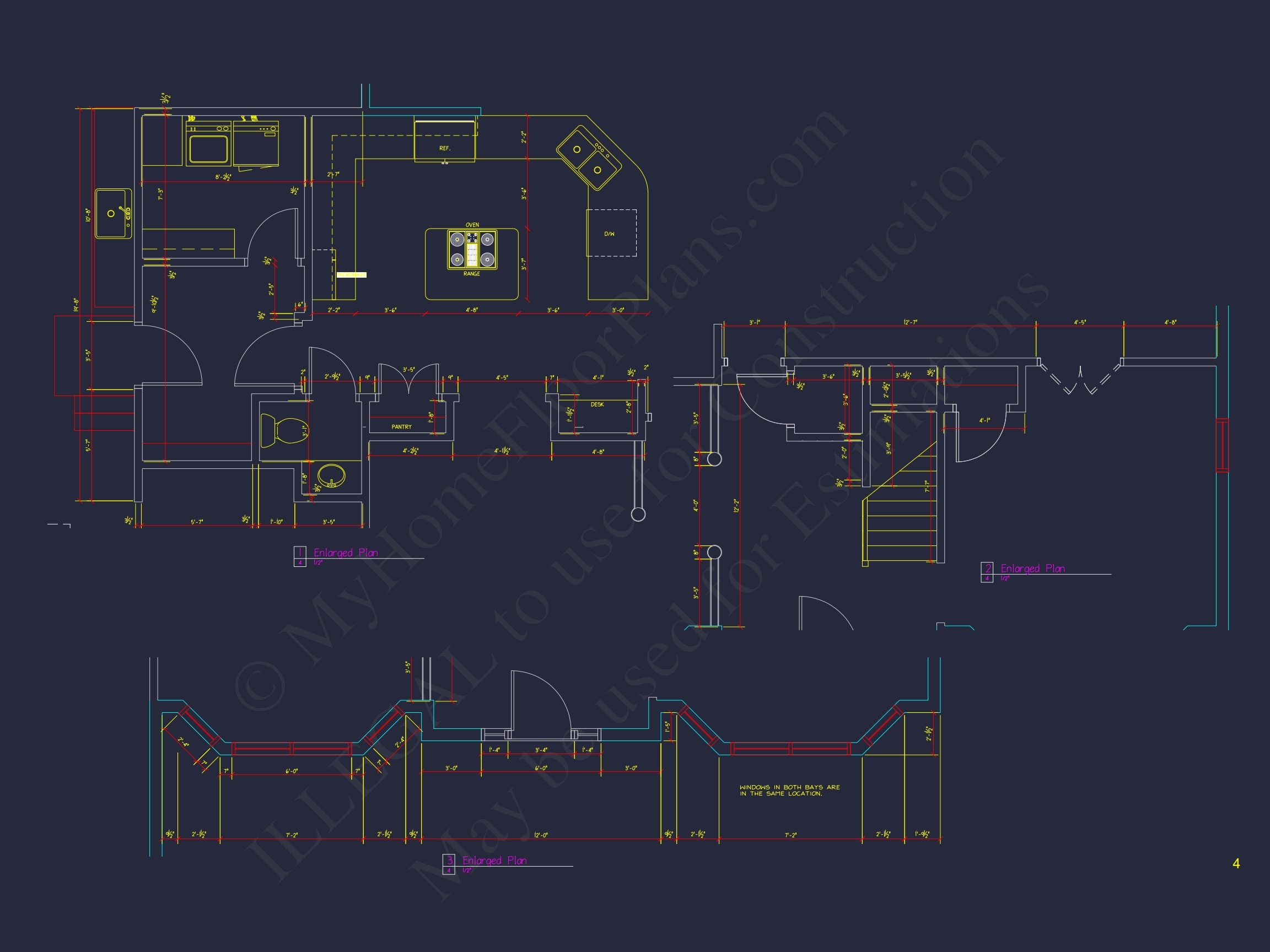 Colonial Farmhouse Home Plan with 2 Floors and Detailed CAD Blueprint