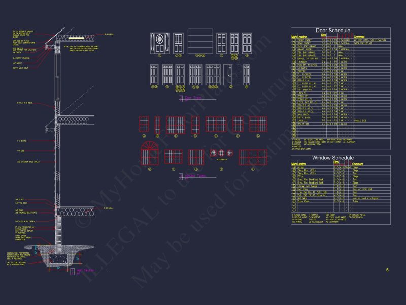 Colonial Farmhouse house Plan with 2 Floors and Detailed CAD Blueprint