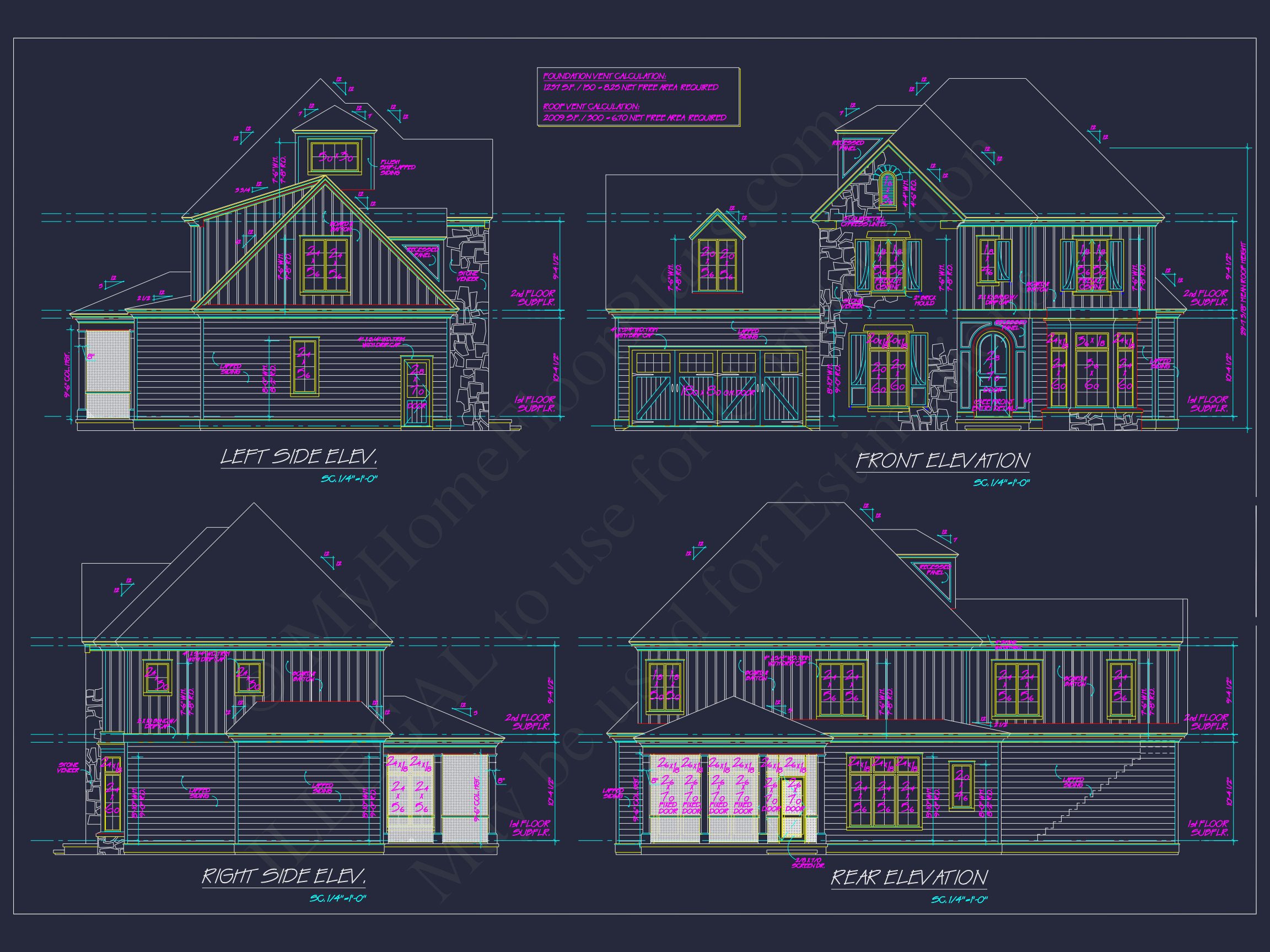Colonial Farmhouse house Plan with 2,725 SF CAD Design