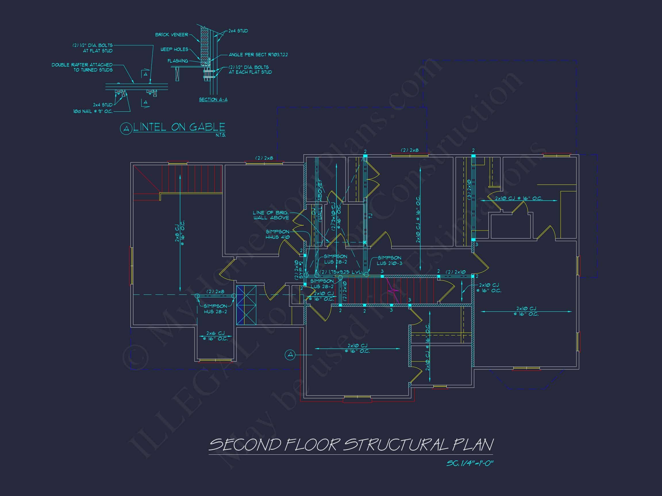 Colonial Farmhouse house Plan with 2,725 SF CAD Design