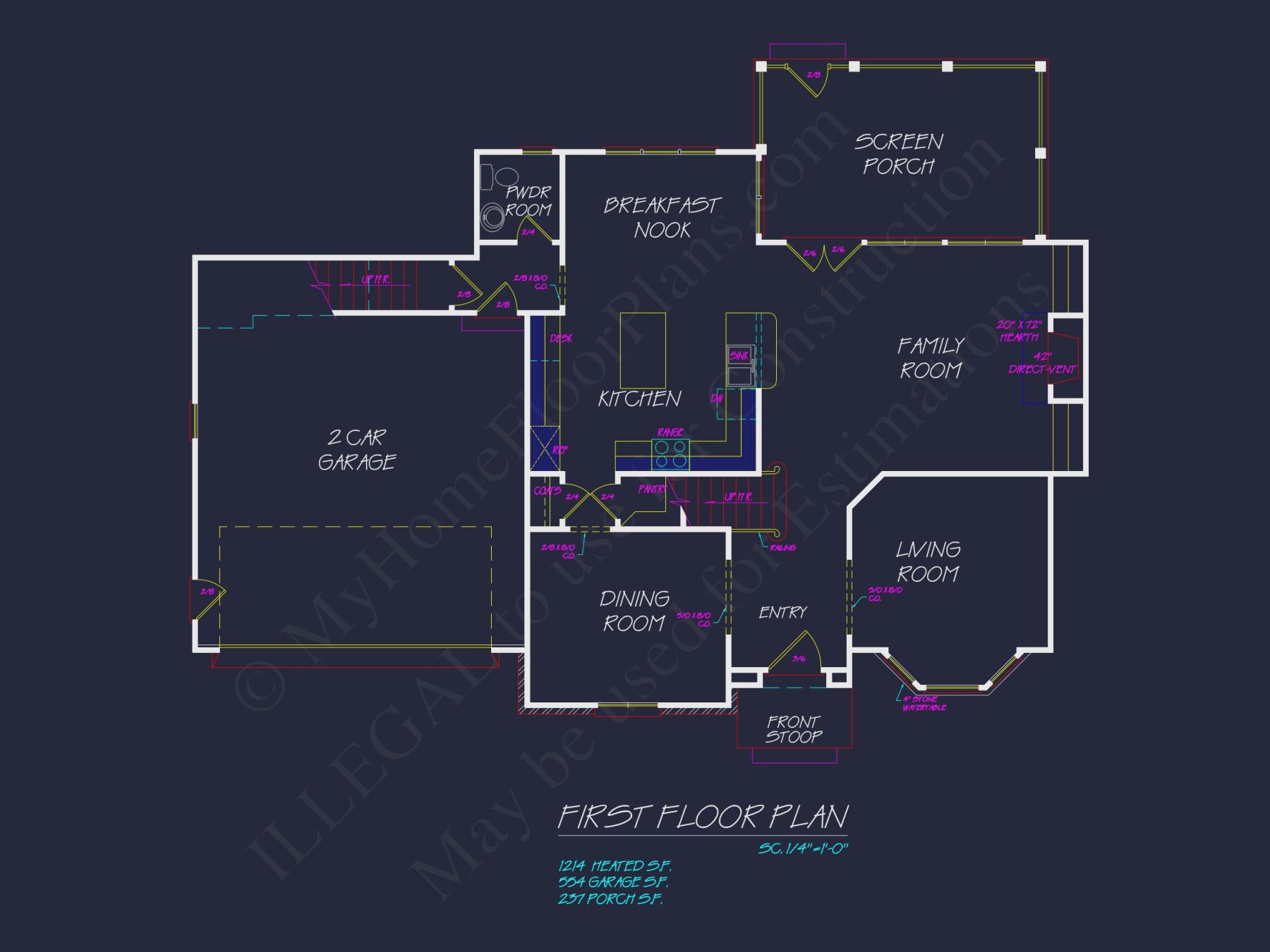 Colonial Farmhouse house Plan with 2, 725 SF CAD Design