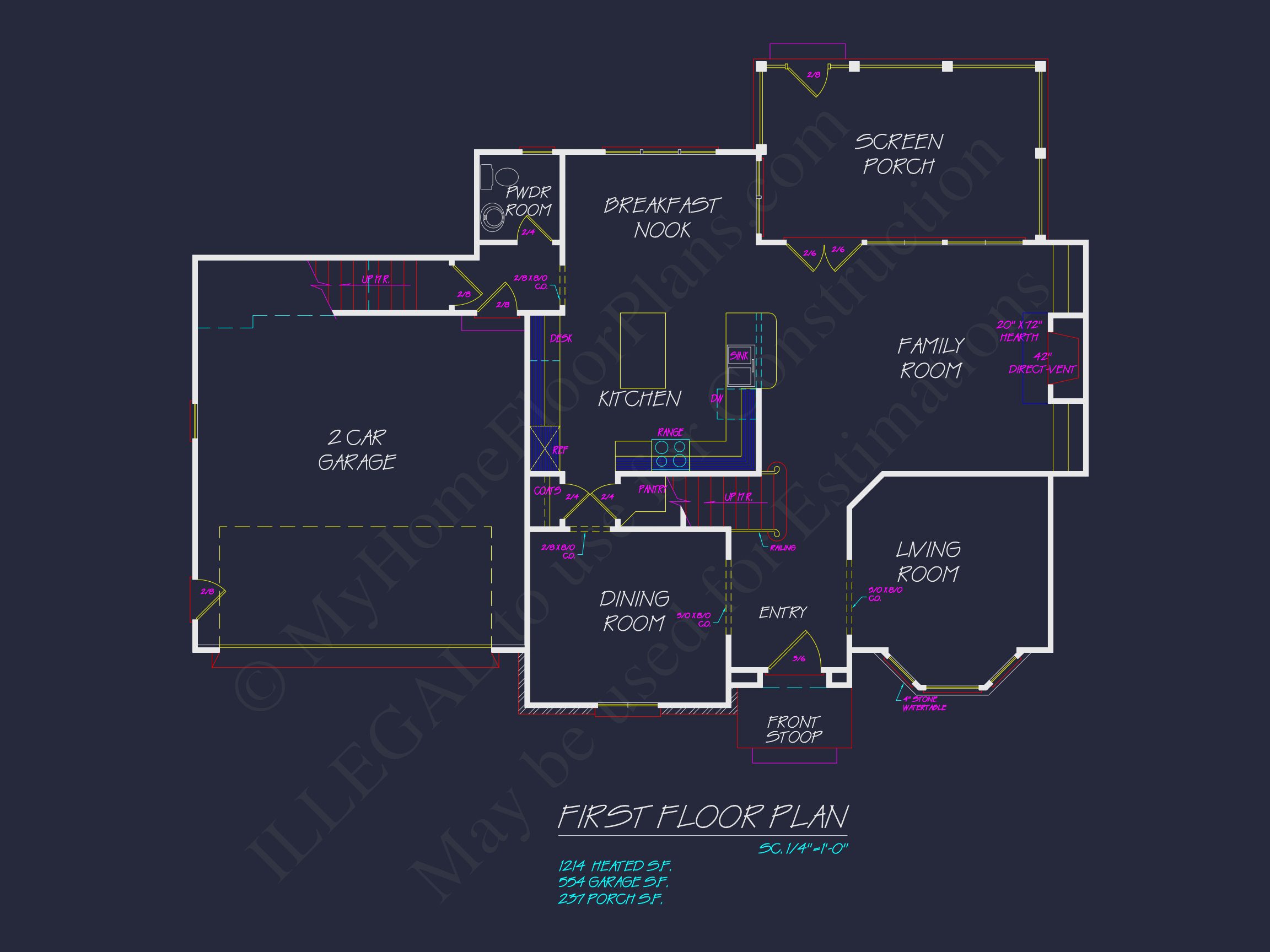 Colonial Farmhouse house Plan with 2,725 SF CAD Design