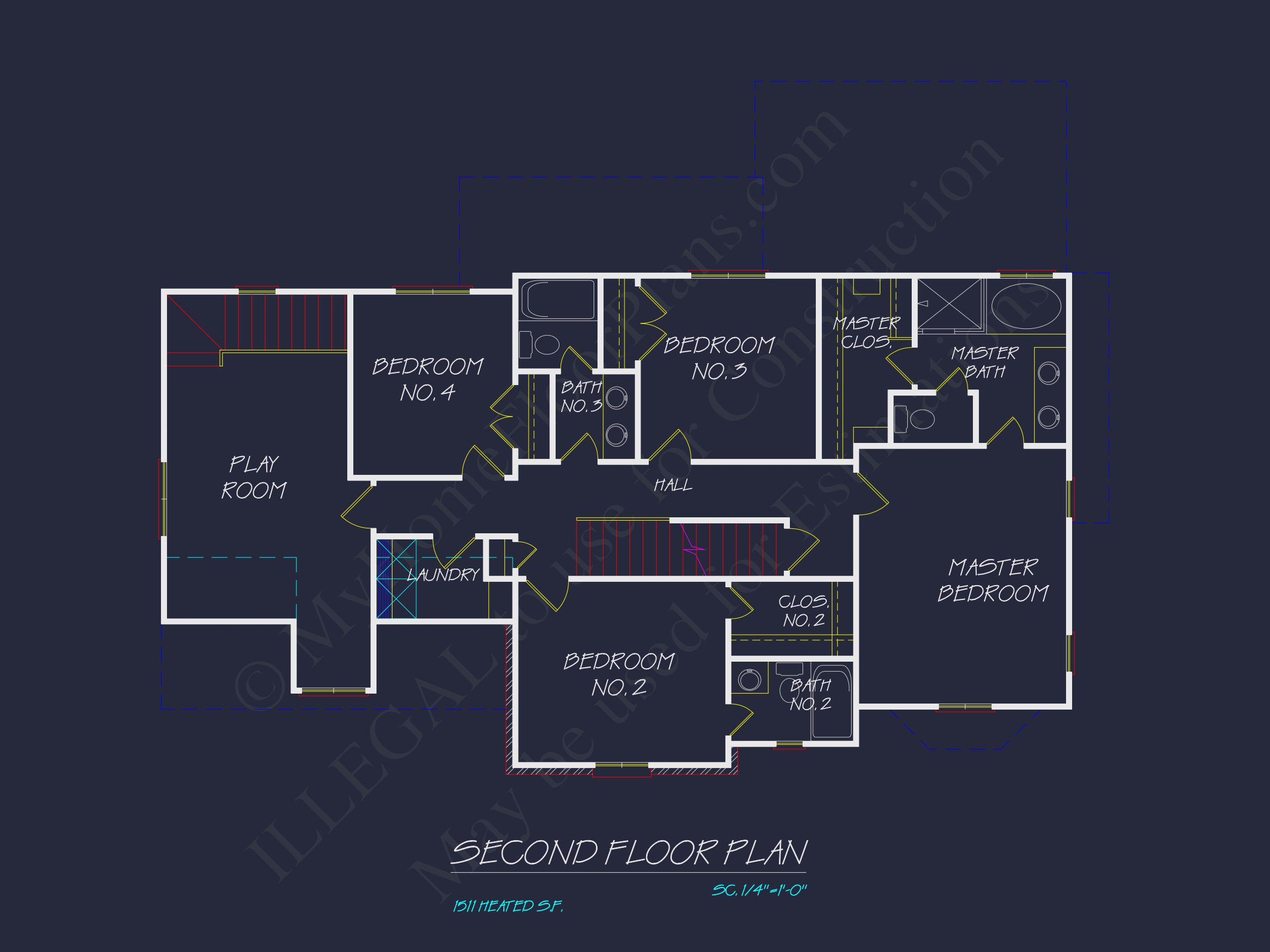 Colonial Farmhouse house Plan with 2,725 SF CAD Design