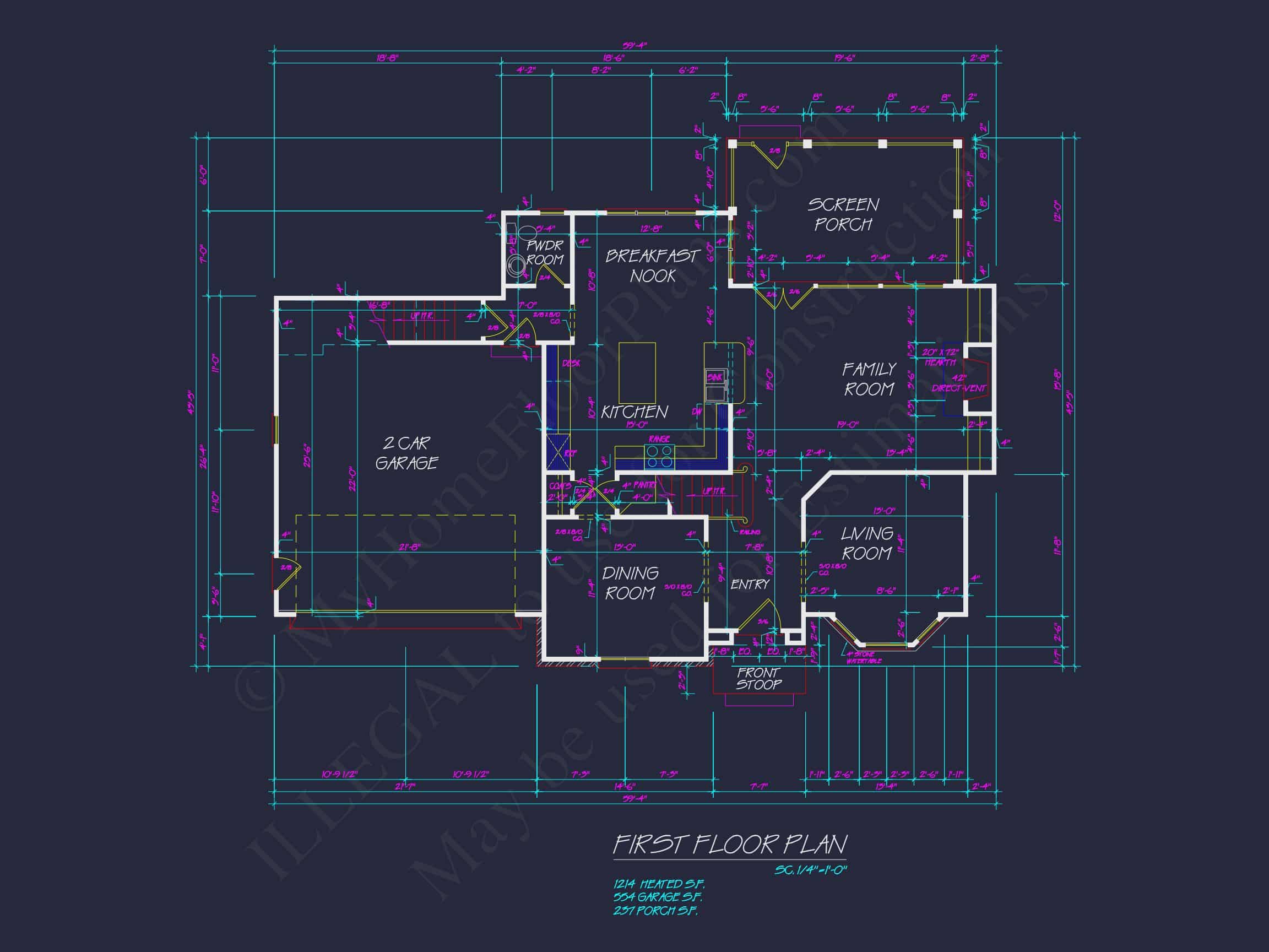 Colonial Farmhouse house Plan with 2,725 SF CAD Design