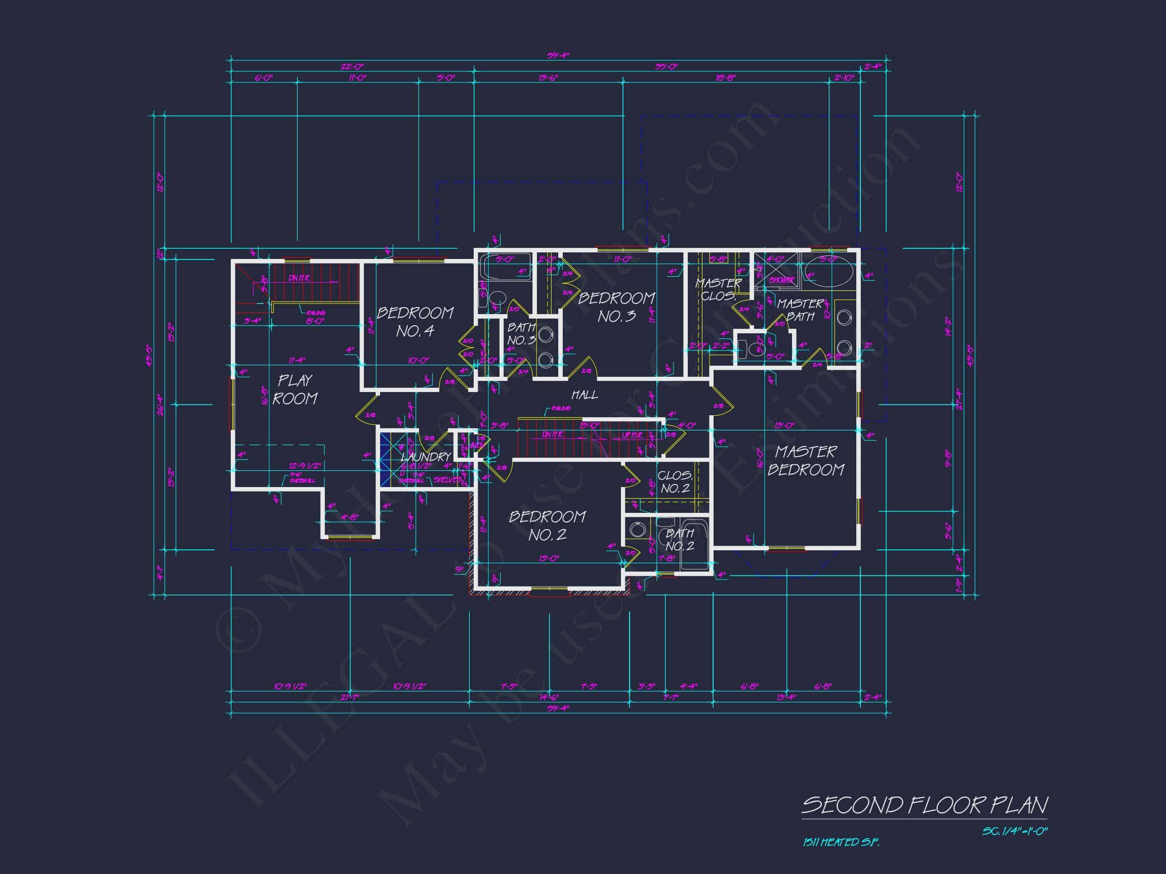 Colonial Farmhouse house Plan with 2,725 SF CAD Design