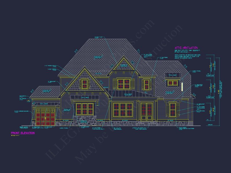 Colonial Farmhouse house Plan with 5+ Baths and Bonus Room
