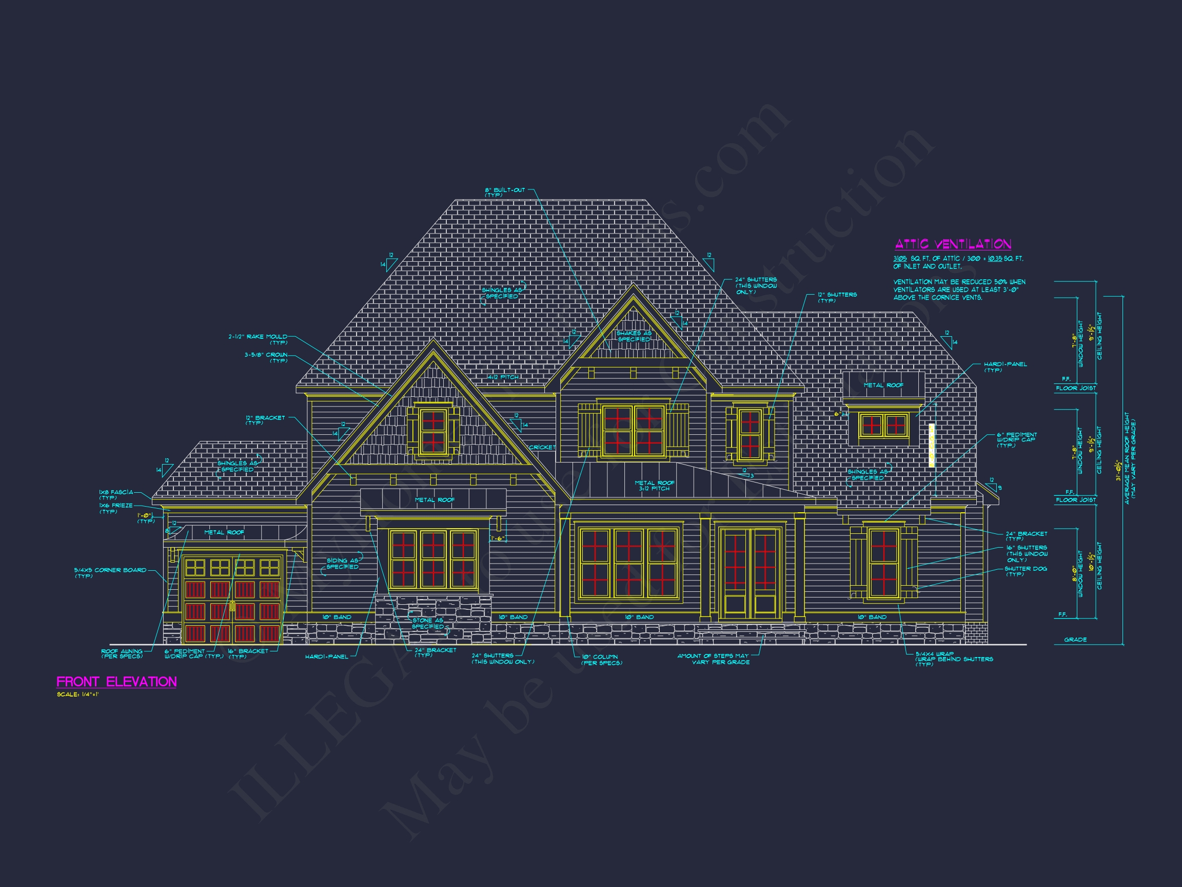 Colonial Farmhouse Home Plan with 5+ Baths and Bonus Room