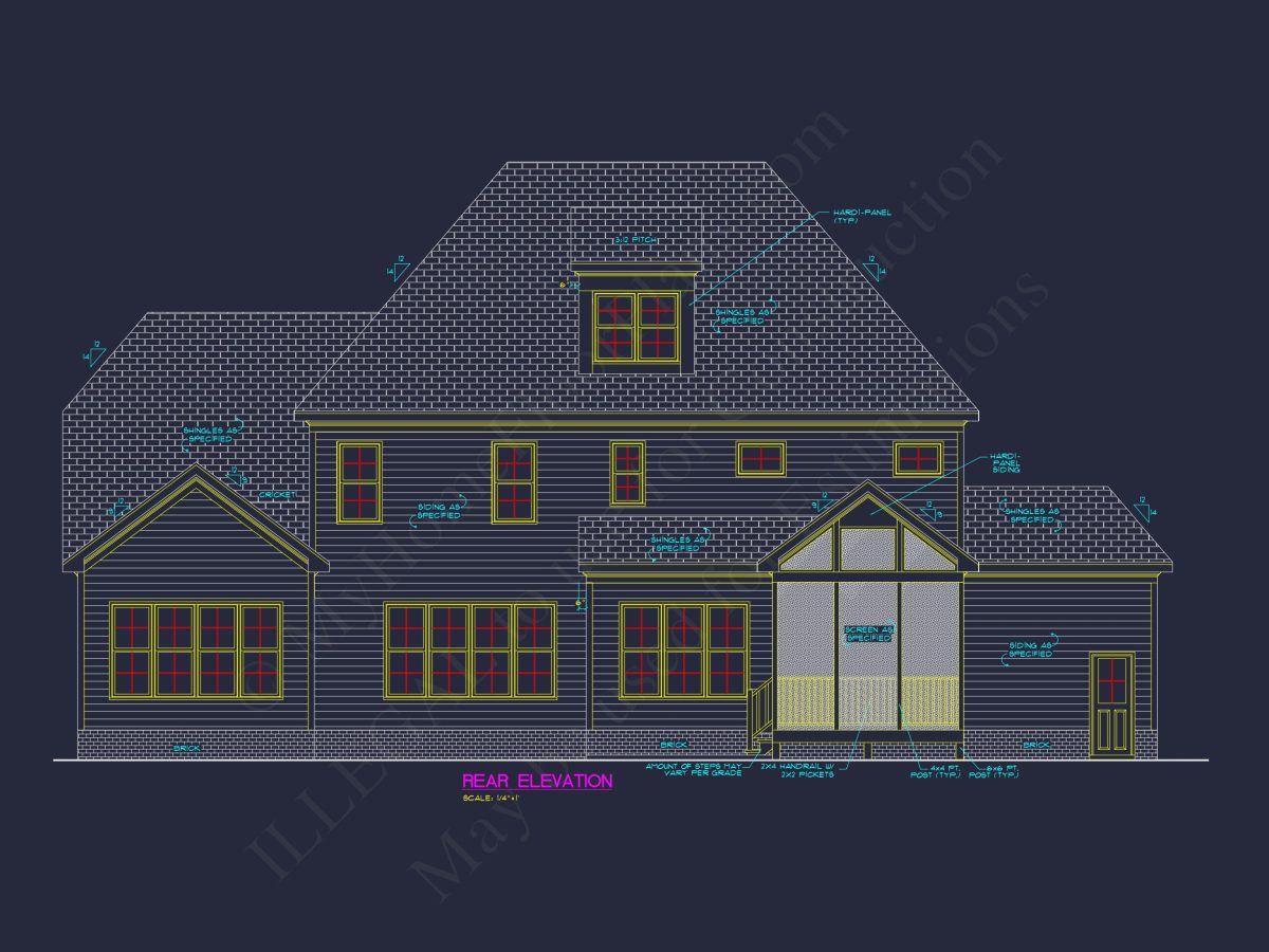 Colonial Farmhouse house Plan with 5+ Baths and Bonus Room