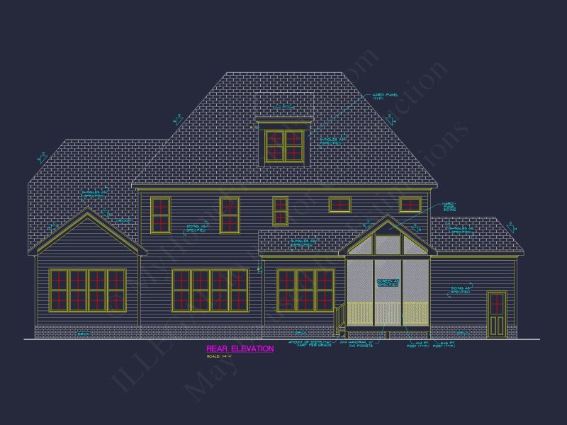Colonial Farmhouse house Plan with 5+ Baths and Bonus Room