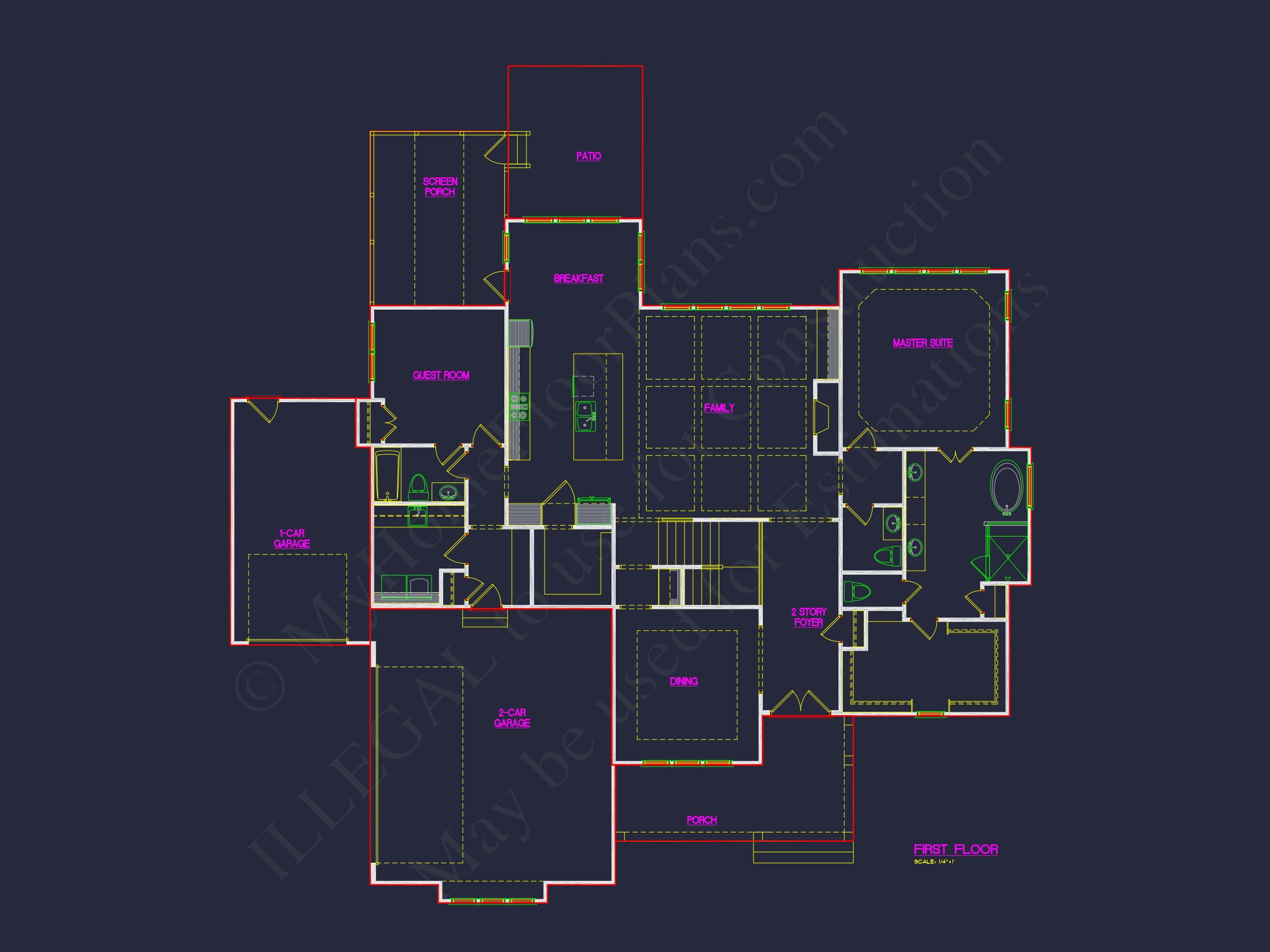 Colonial Farmhouse Home Plan with 5+ Baths and Bonus Room