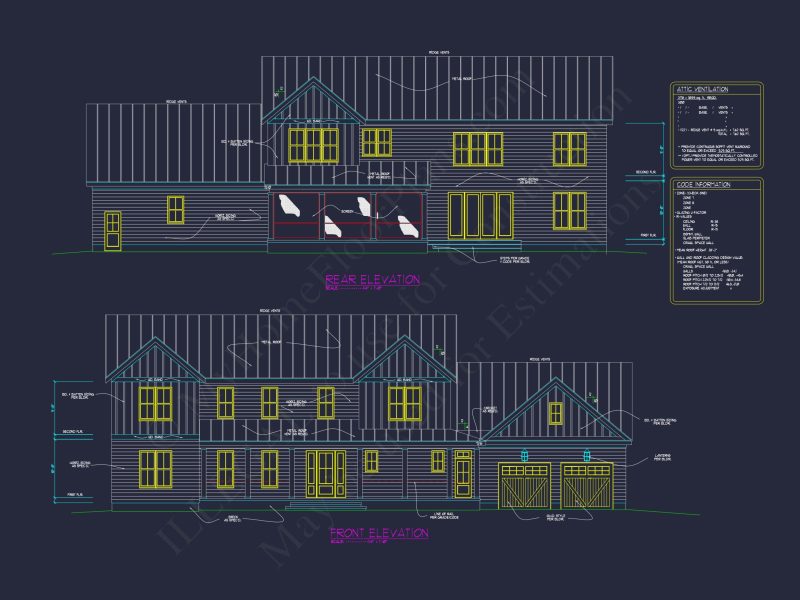 Colonial Farmhouse house Plan with CAD Designs and Floor Blueprint