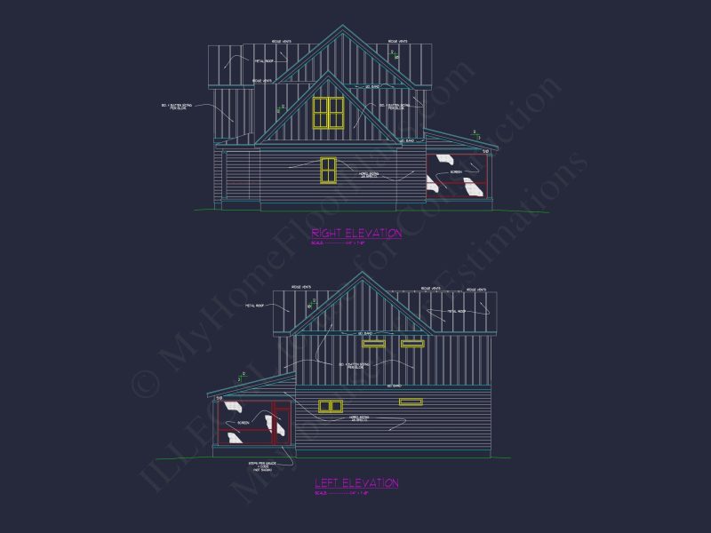 Colonial Farmhouse house Plan with CAD Designs and Floor Blueprint