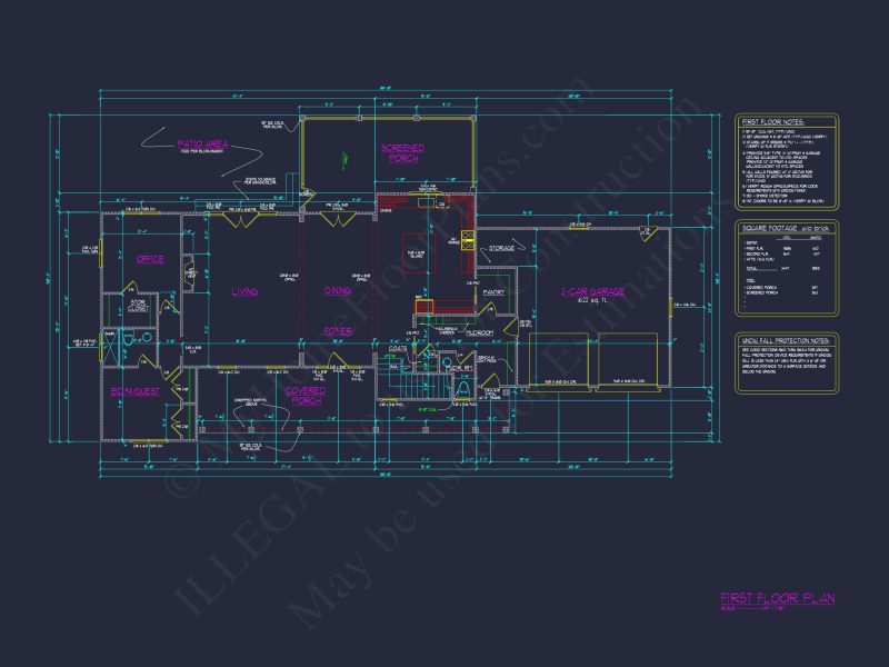 Colonial Farmhouse house Plan with CAD Designs and Floor Blueprint
