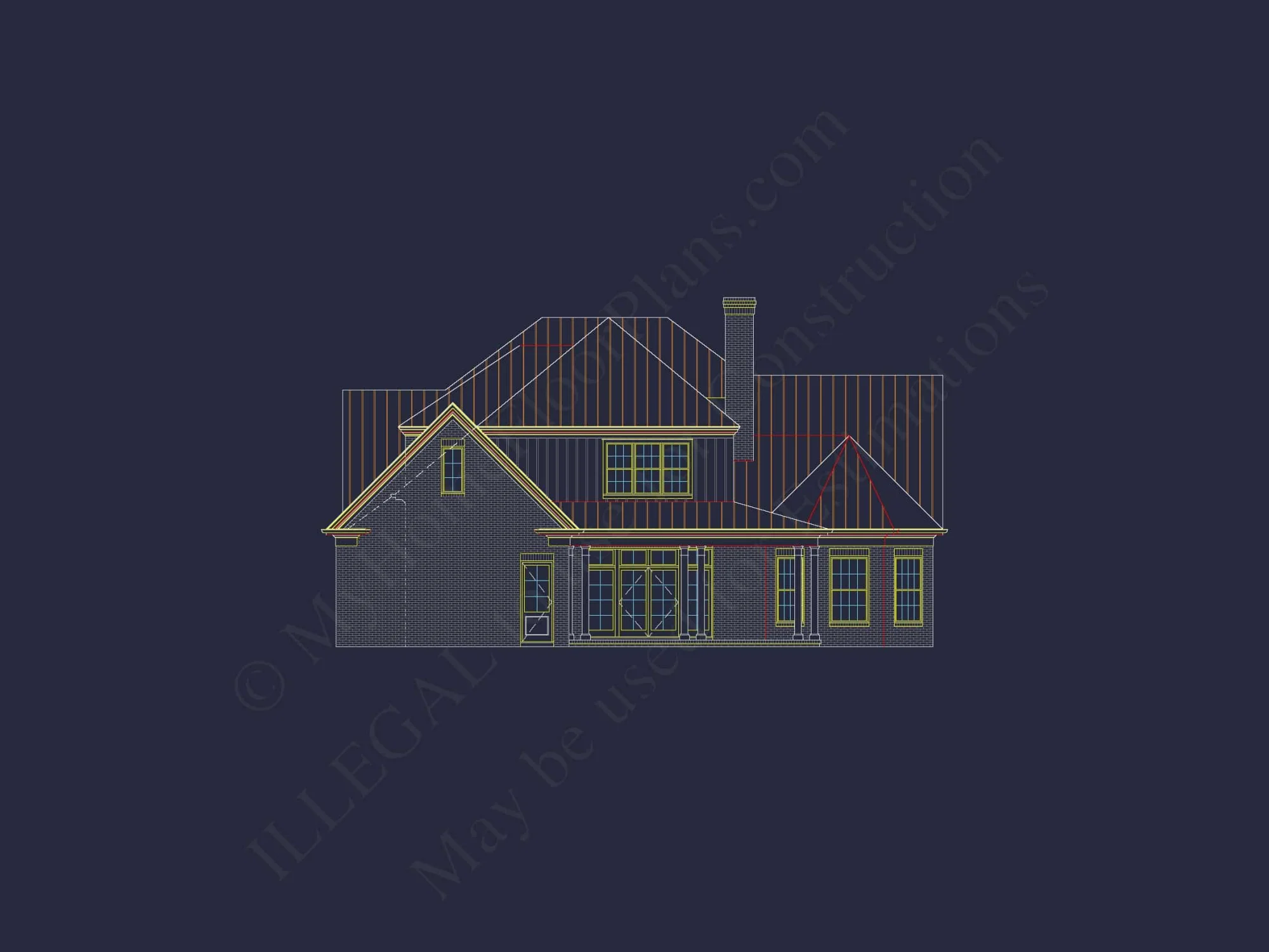 Colonial house Floor Plan: 2-Story, 5-Bed, 4-Bath Blueprint