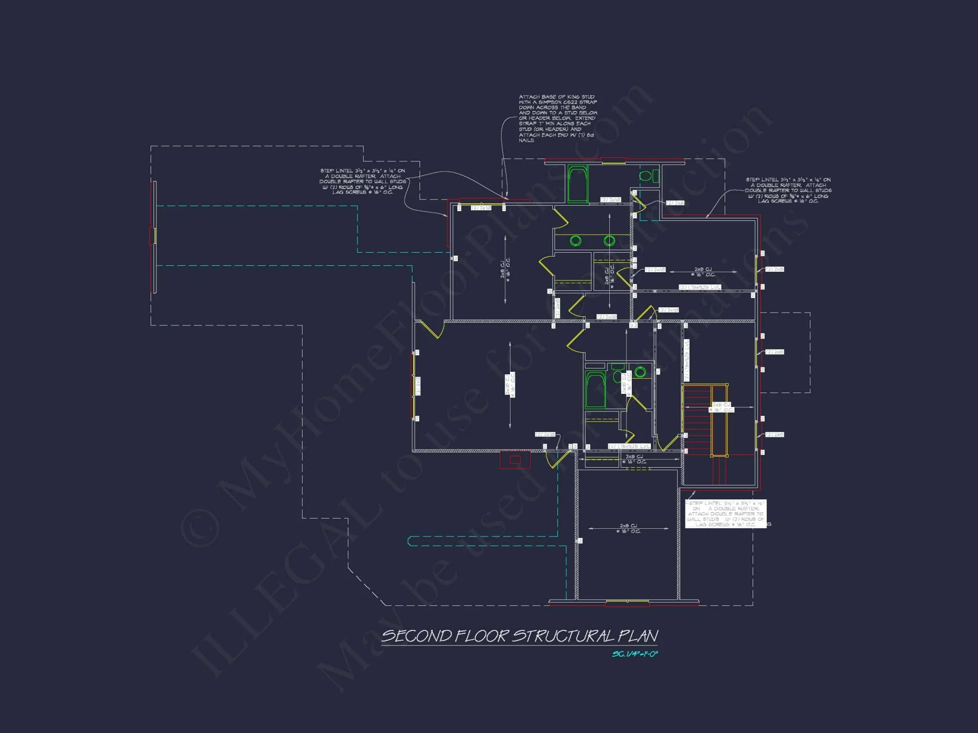 Colonial house Floor Plan: 2-Story, 5-Bed, 4-Bath Blueprint