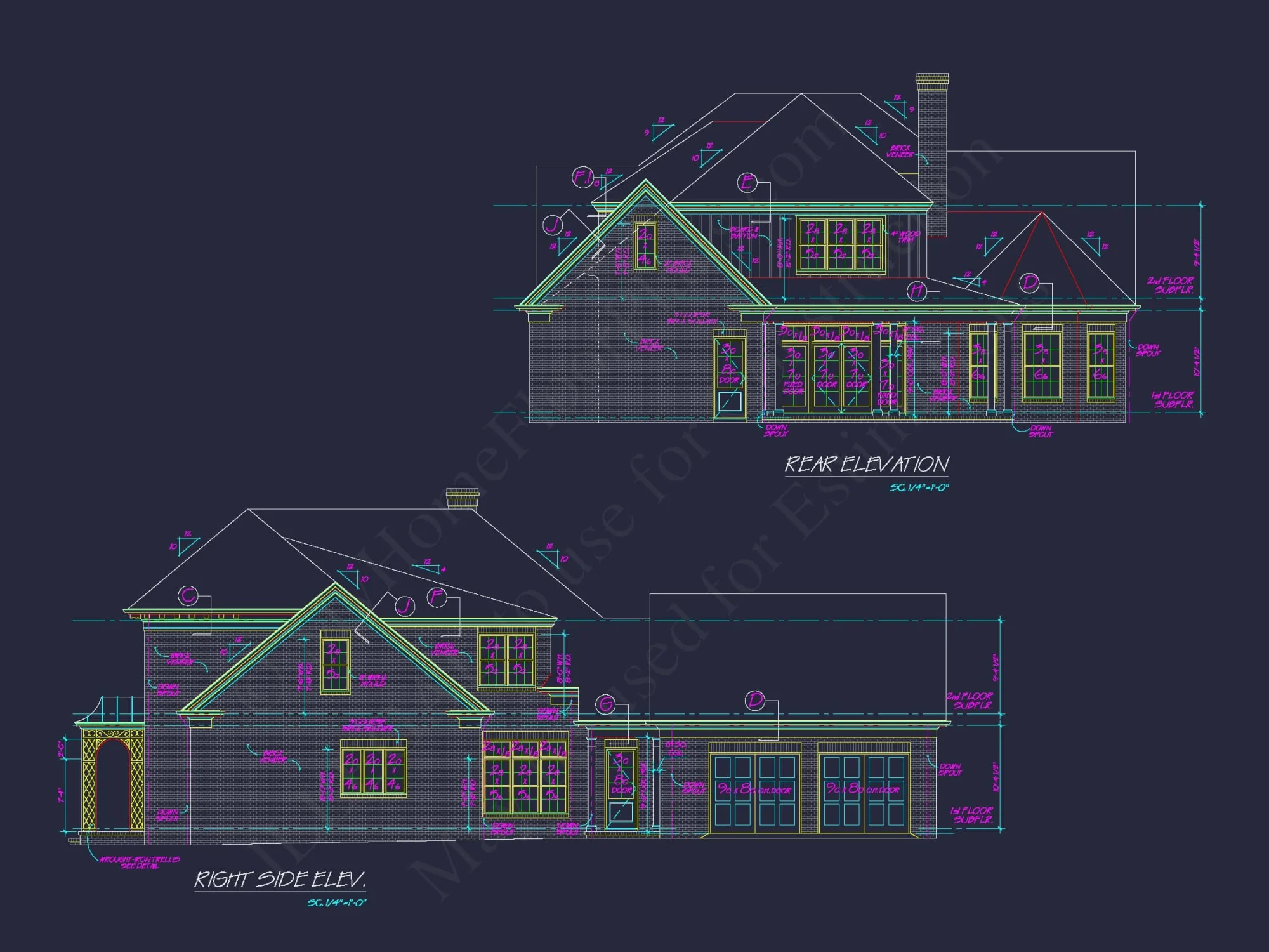 Colonial house Floor Plan: 2-Story, 5-Bed, 4-Bath Blueprint