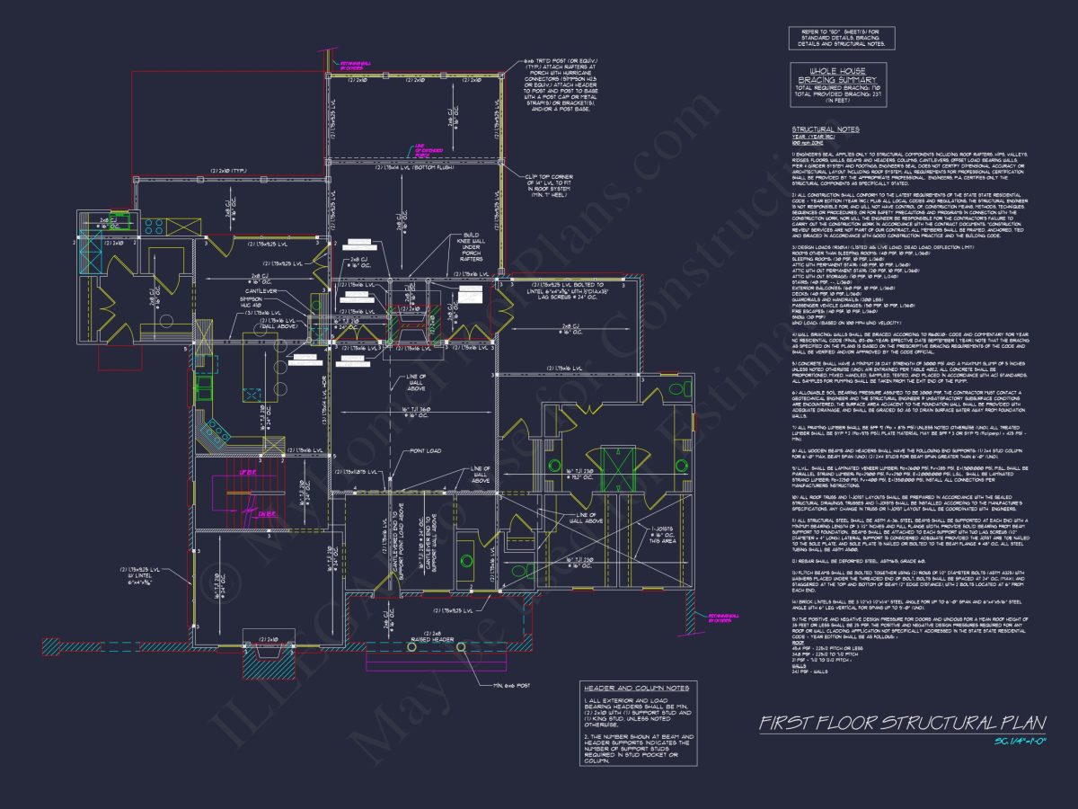 Colonial house Plan with 2 Floors, CAD Blueprints & Designs