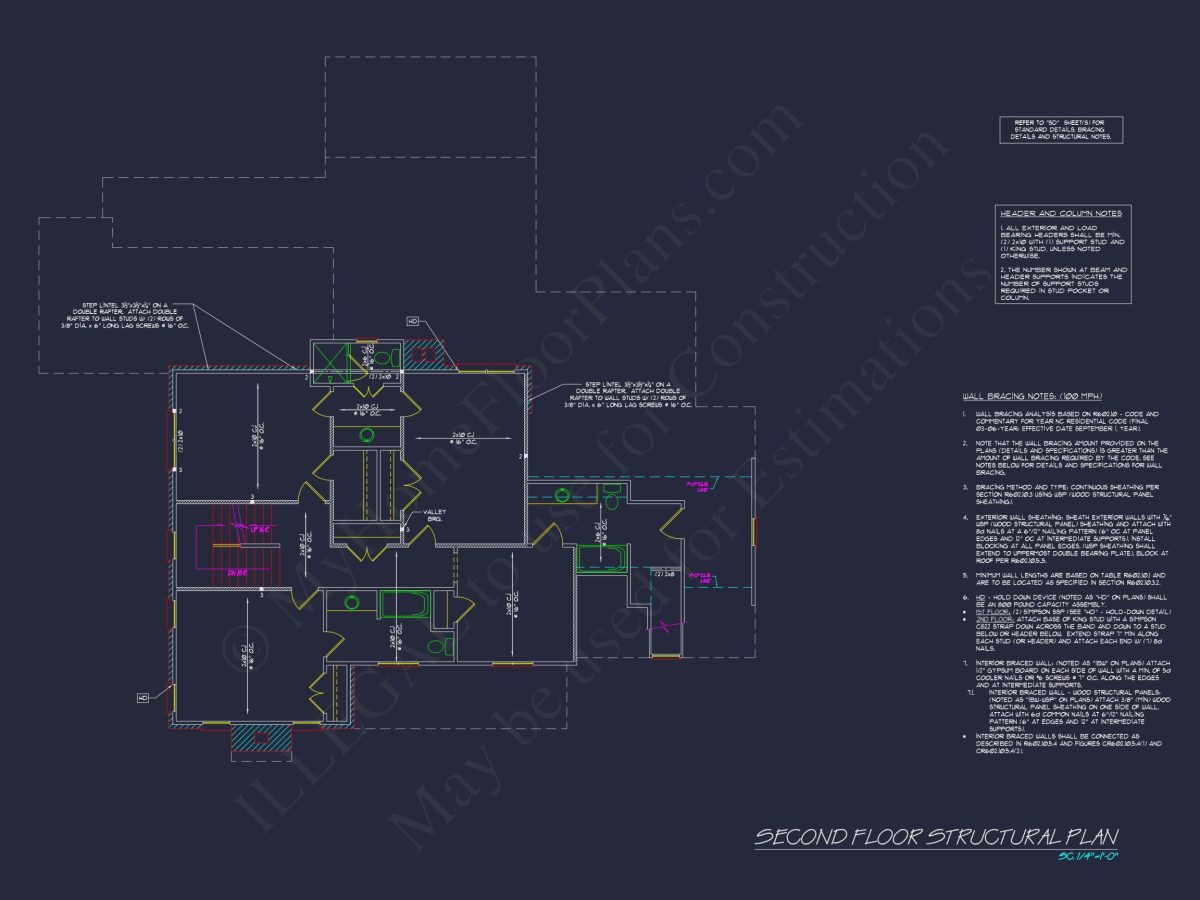 Colonial house Plan with 2 Floors, CAD Blueprints & Designs