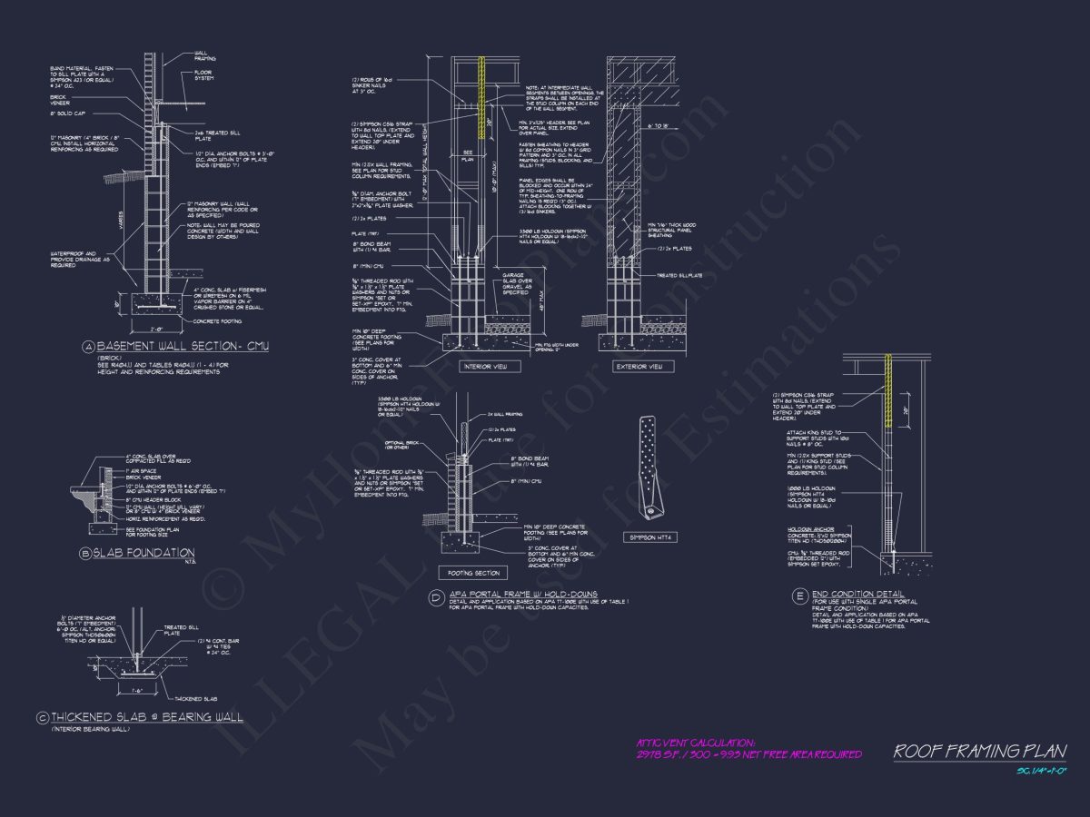 Colonial house Plan with 2 Floors, CAD Blueprints & Designs