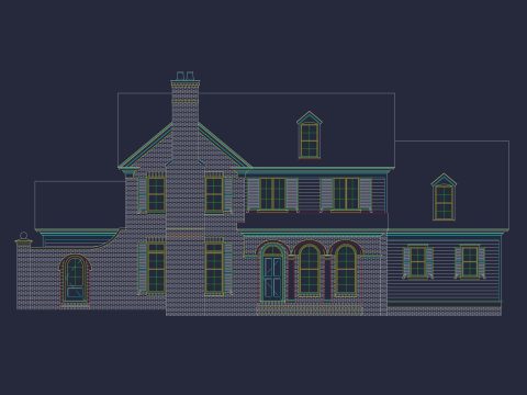 Colonial house Plan with 2 Floors, CAD Blueprints & Designs