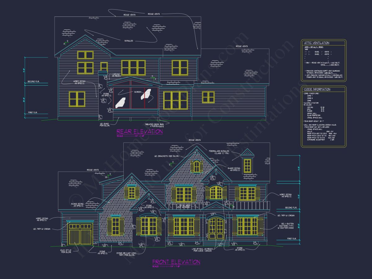 Colonial house Plan with 3 Story Design, Spacious Features