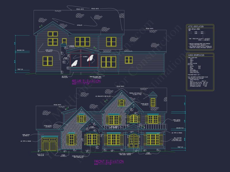 Colonial house Plan with 3 Story Design, Spacious Features