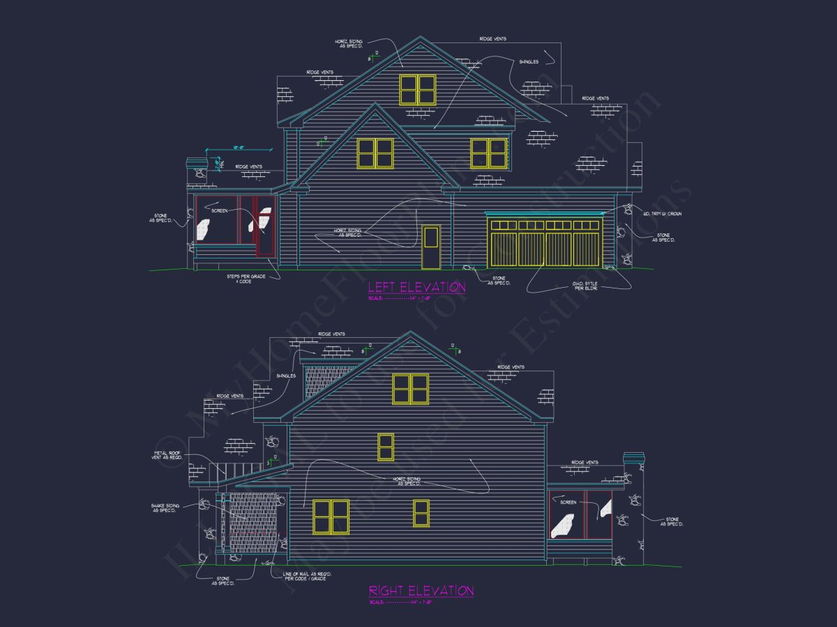 Colonial house Plan with 3 Story Design, Spacious Features