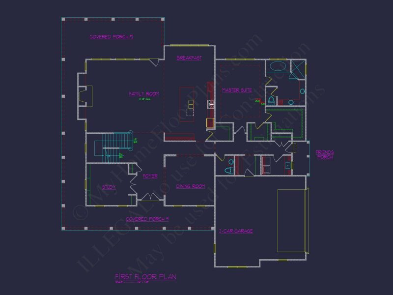 Colonial house Plan with CAD Designs and Detailed Blueprints