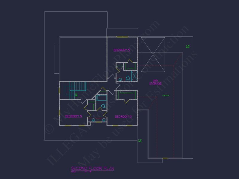 Colonial house Plan with CAD Designs and Detailed Blueprints