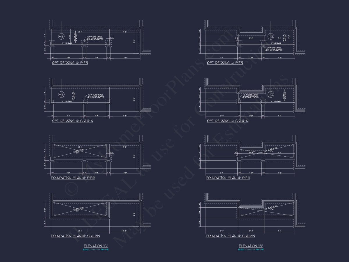 Colonial Revival house Floor Plan with CAD Architecture Design