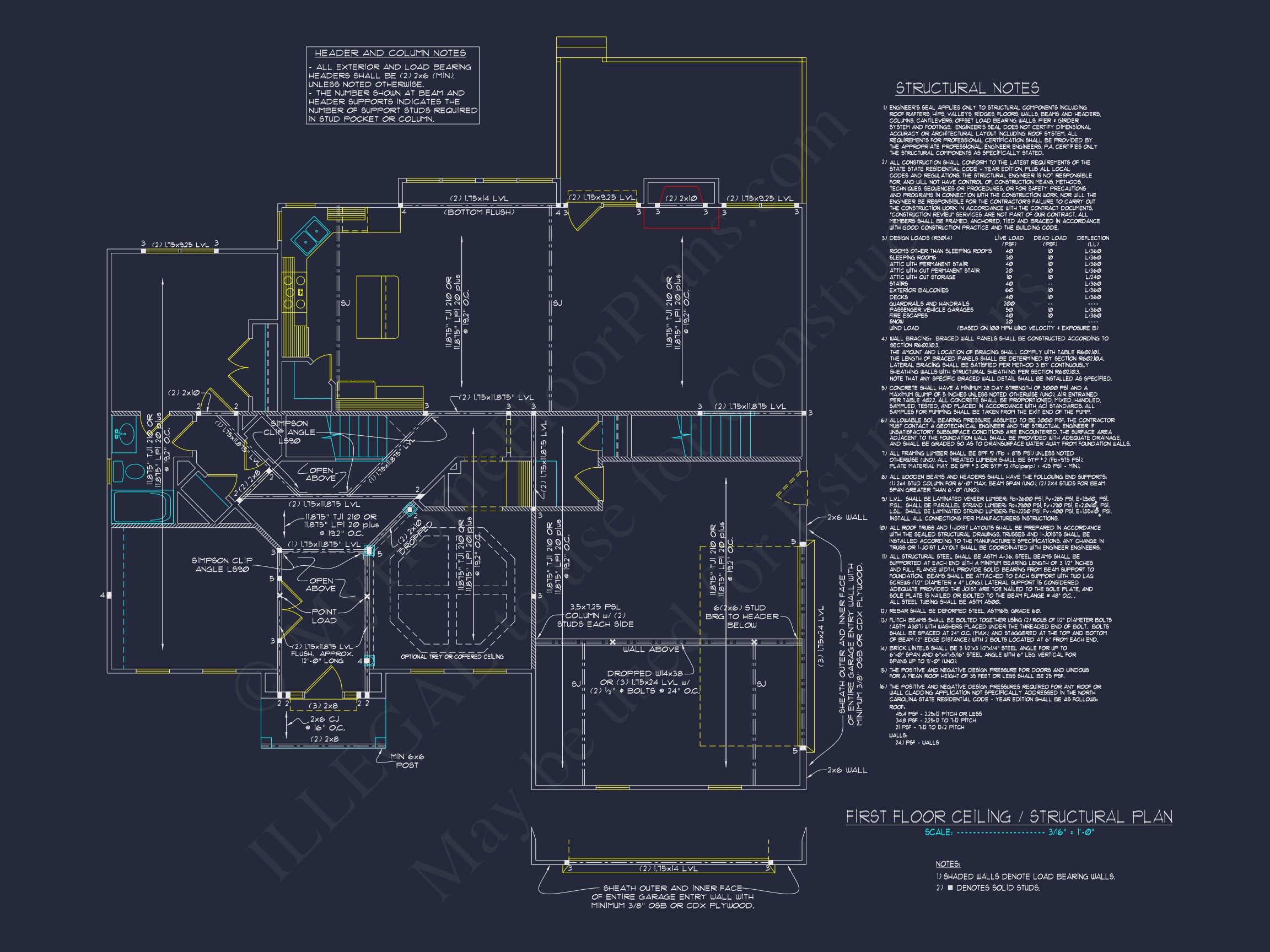 Colonial Revival house Floor Plan with CAD Architecture Design