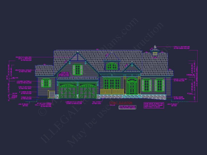 Colonial Revival house Floor Plan with CAD Blueprint Designs