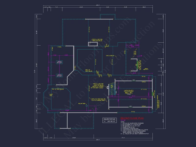 Colonial Revival house Floor Plan with CAD Blueprint Designs