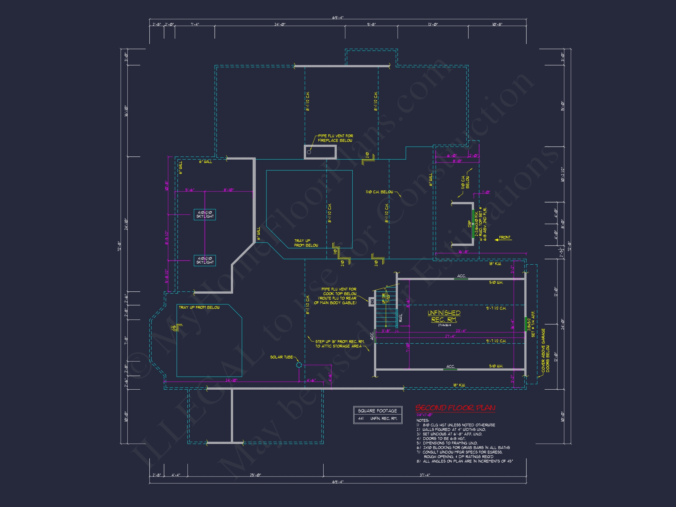 Colonial Revival Home Floor Plan with CAD Blueprint Designs