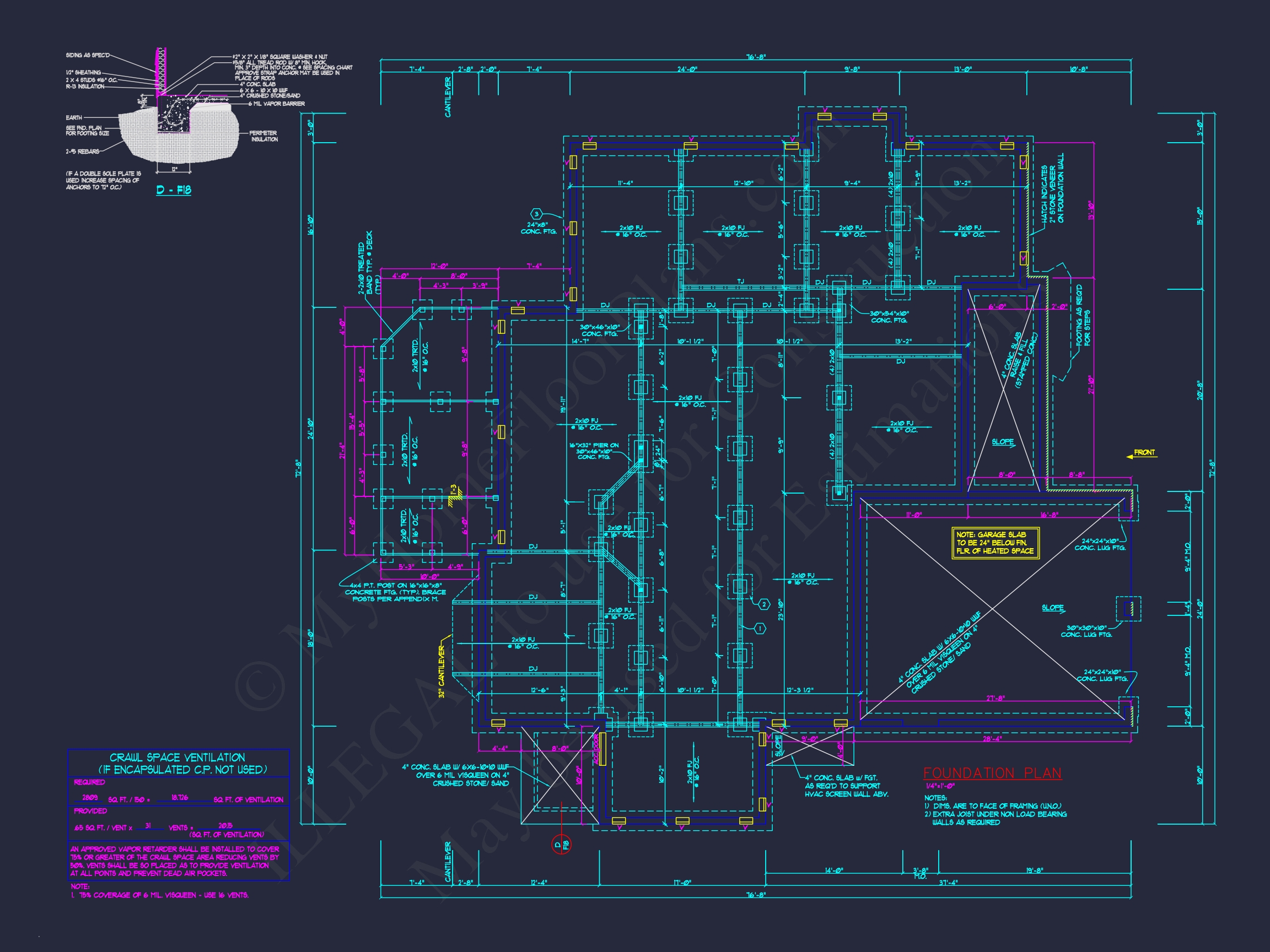 Colonial Revival Home Floor Plan with CAD Blueprint Designs