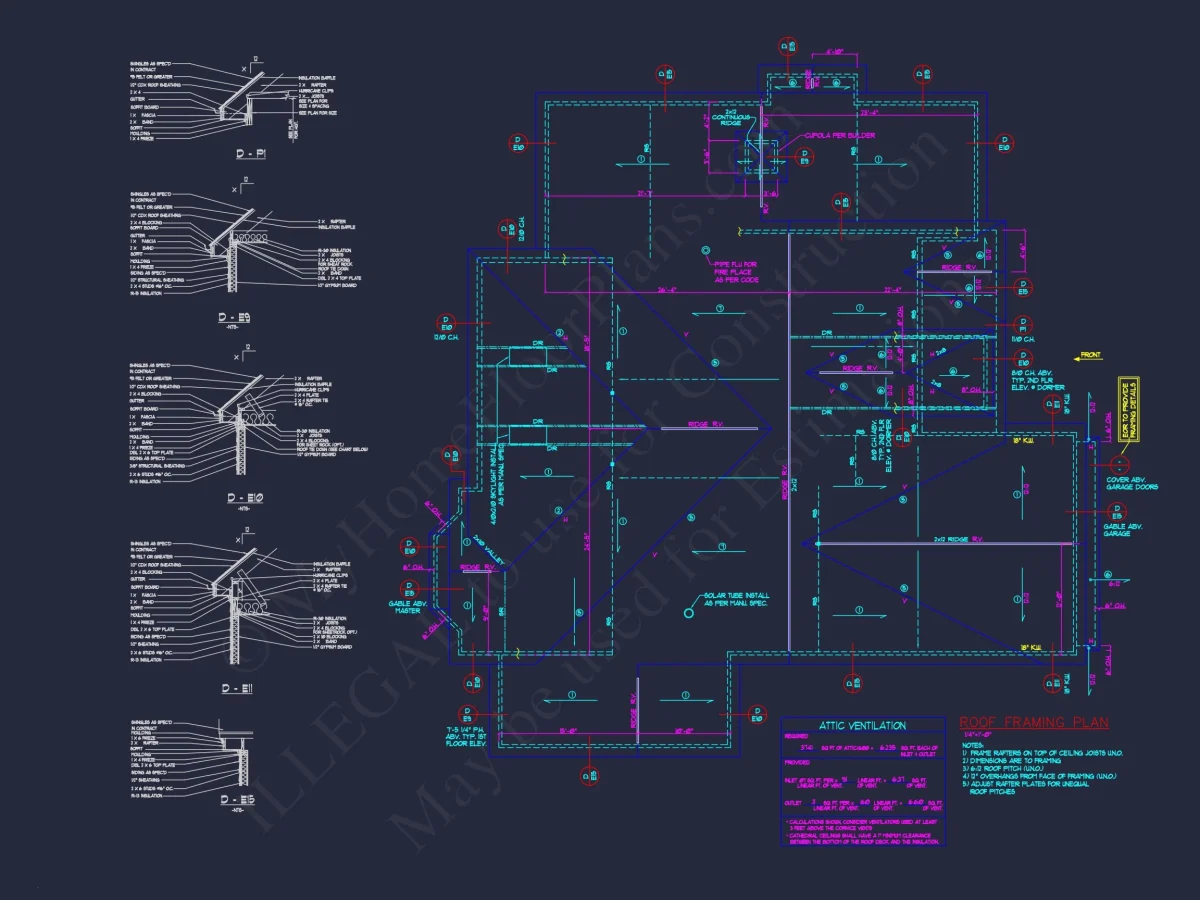 Colonial Revival house Floor Plan with CAD Blueprint Designs