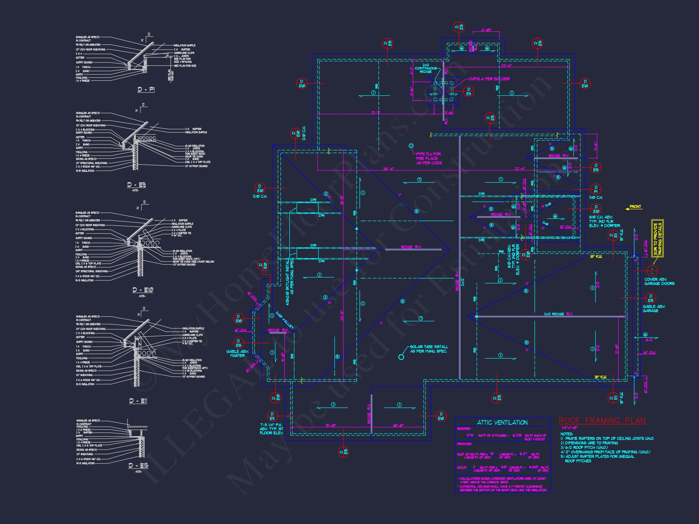 Colonial Revival Home Floor Plan with CAD Blueprint Designs