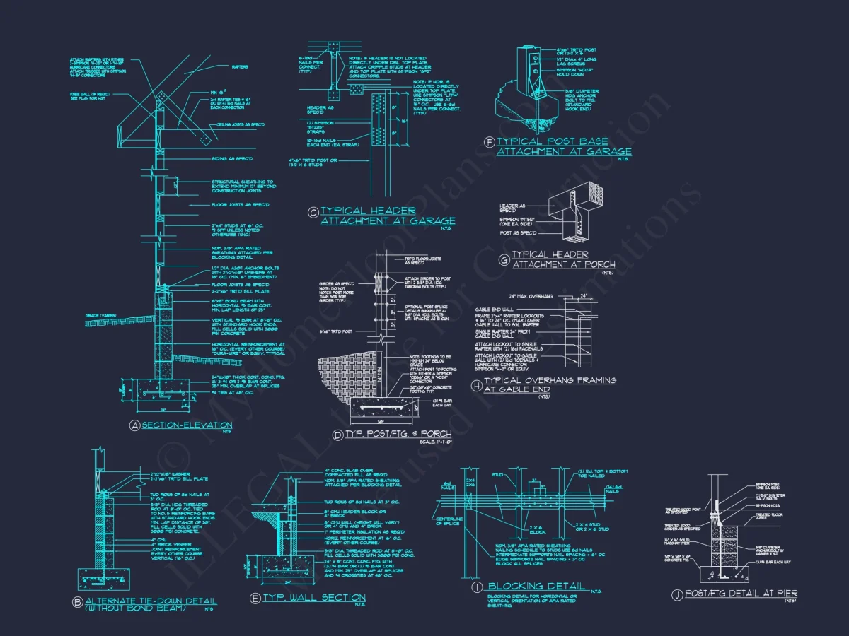 Colonial Revival house Floor Plan with CAD Blueprint Designs