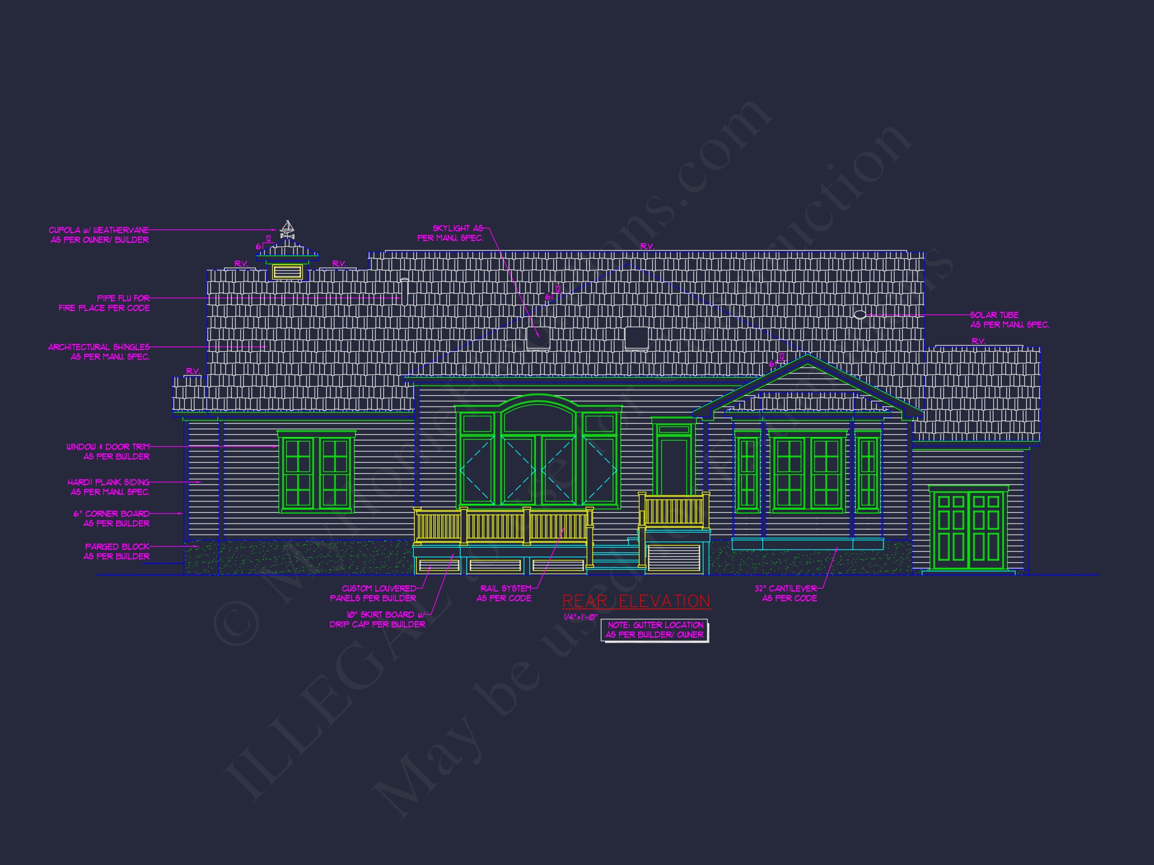 Colonial Revival Home Floor Plan with CAD Blueprint Designs