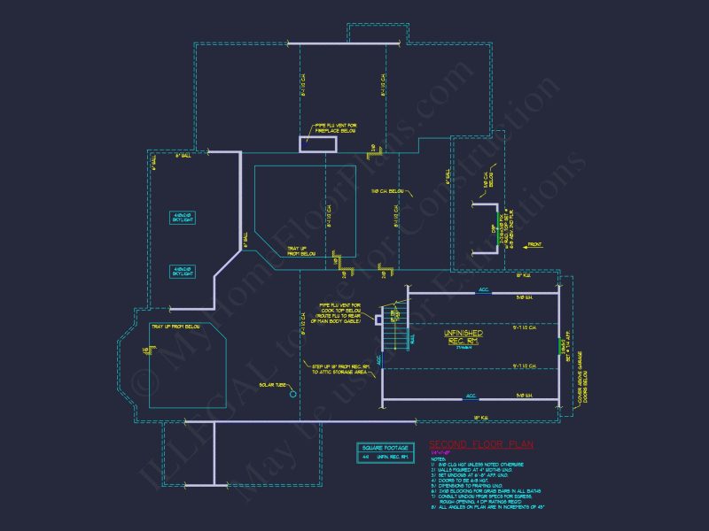 Colonial Revival house Floor Plan with CAD Blueprint Designs