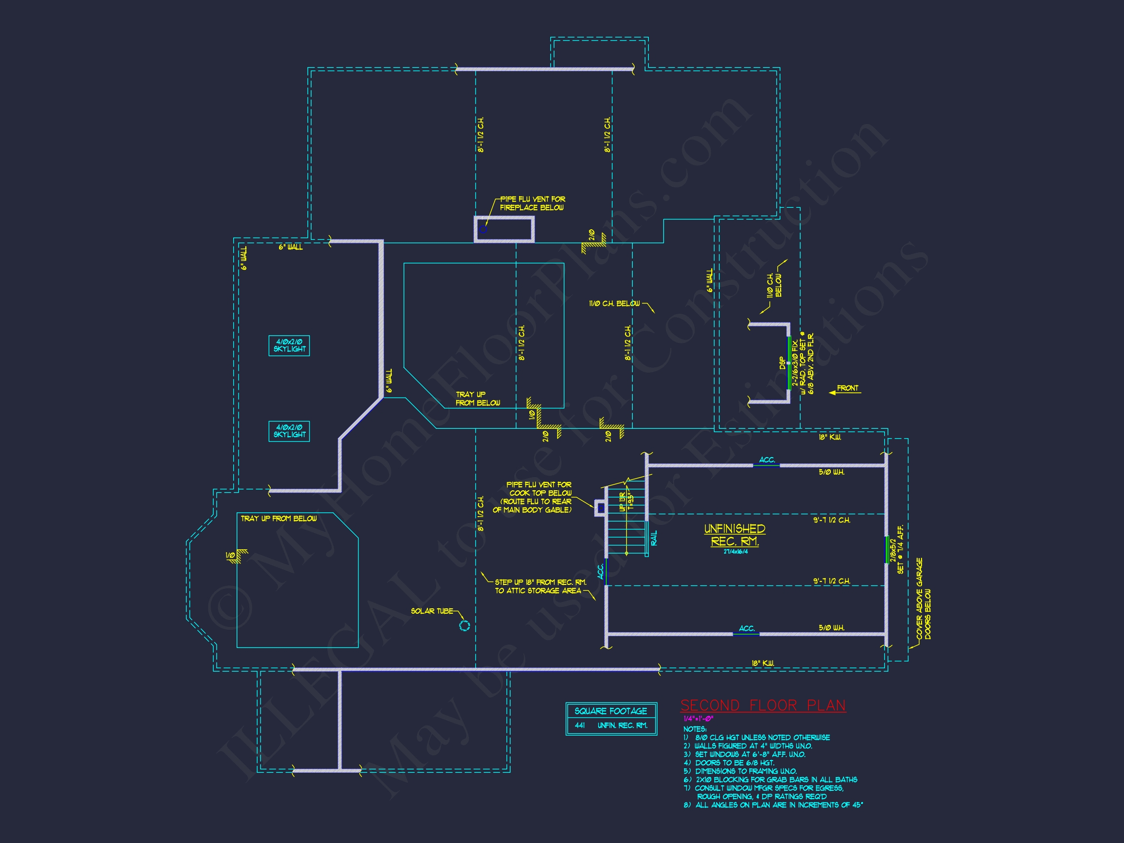 Colonial Revival Home Floor Plan with CAD Blueprint Designs