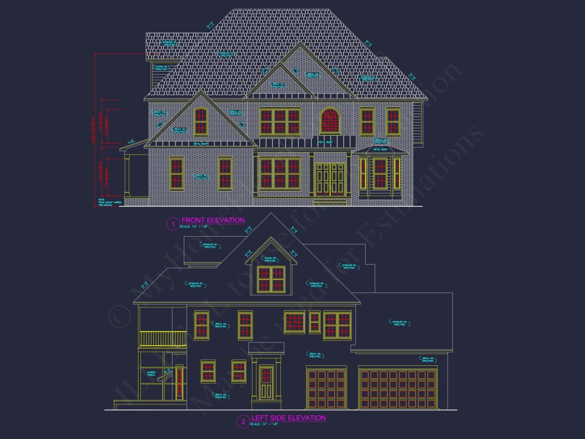 Colonial Revival house Plan: 3D Blueprint for Spacious Designs