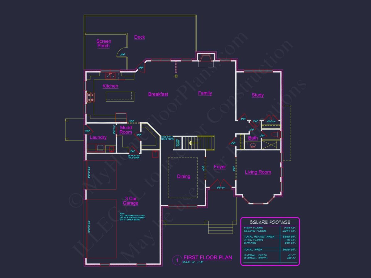 Colonial Revival house Plan: 3D Blueprint for Spacious Designs