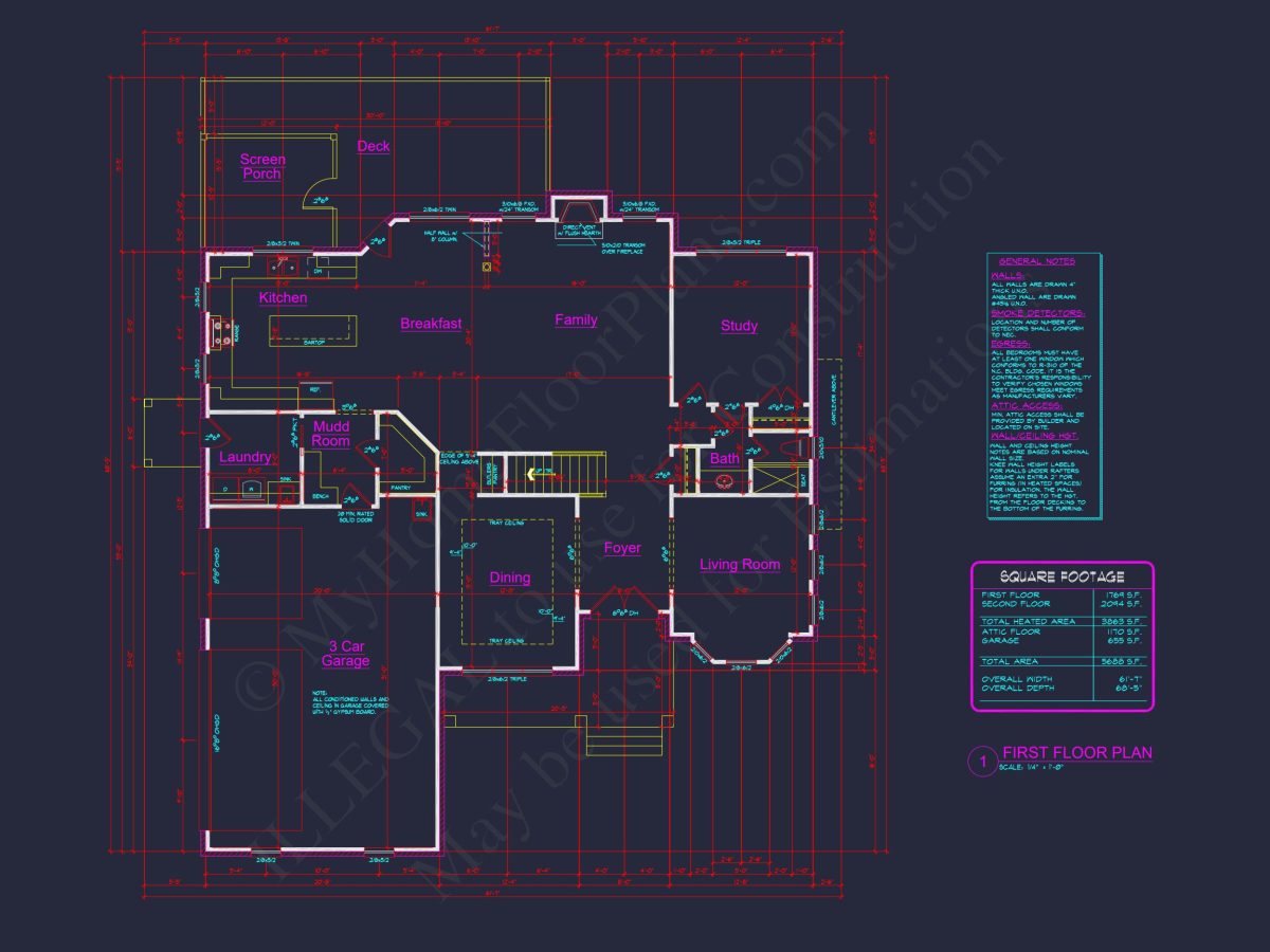 Colonial Revival house Plan: 3D Blueprint for Spacious Designs