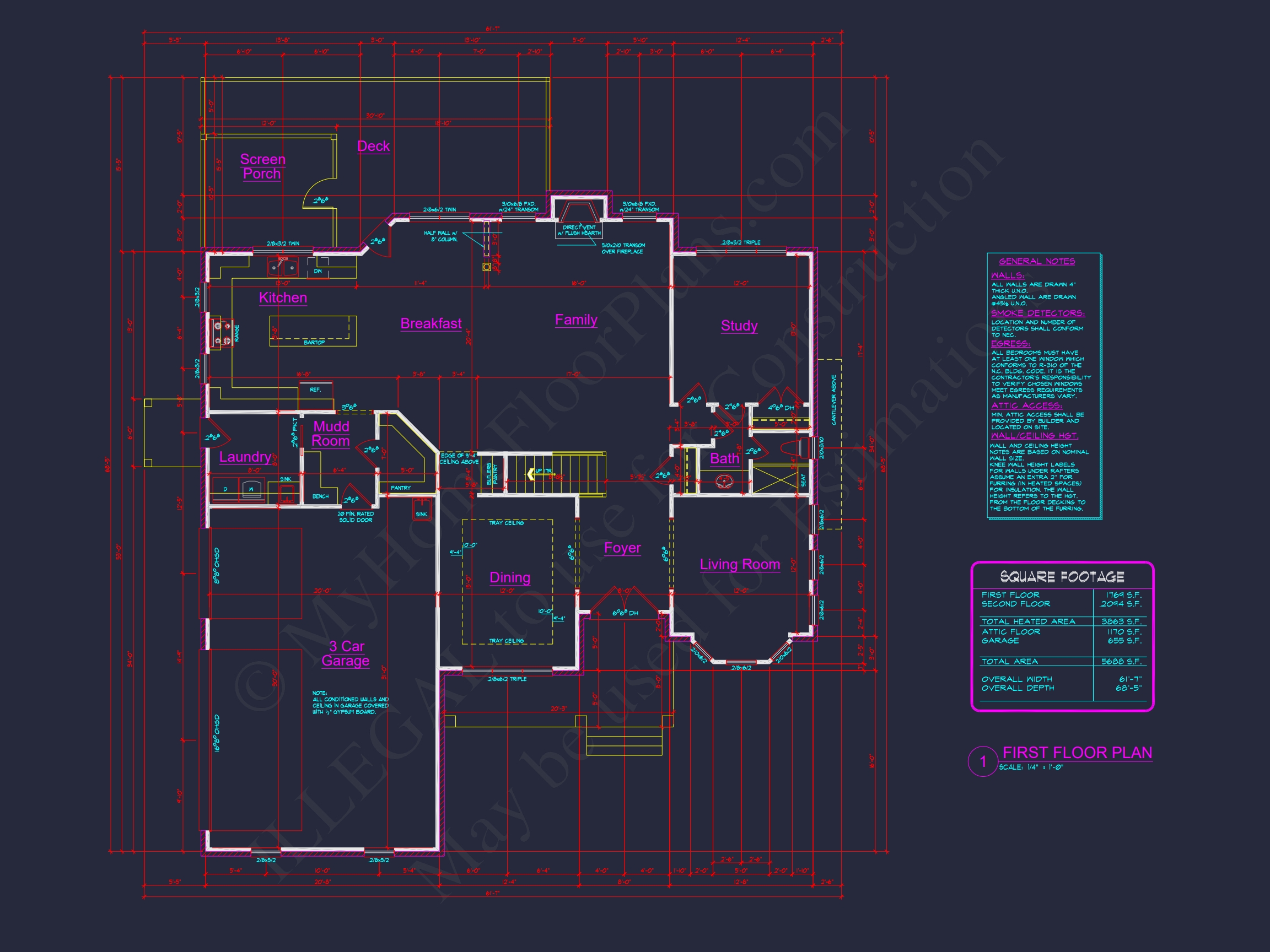 Colonial Revival Home Plan: 3D Blueprint for Spacious Designs