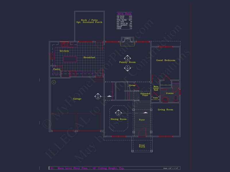 Colonial Revival house Plan - 4 Bed, 4 Bath, with CAD Designs