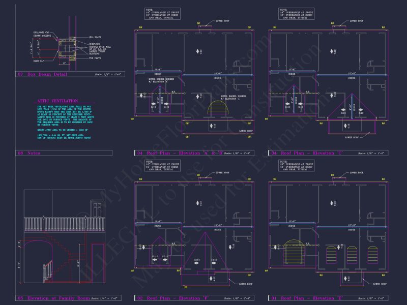 Colonial Revival house Plan - 4 Bed, 4 Bath, with CAD Designs